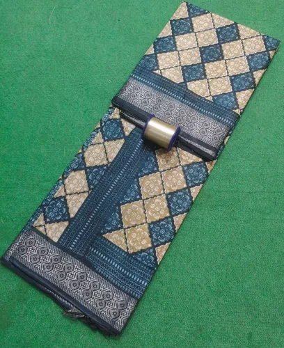 Soft Kota Stipple Weave Saree with Jari Border & Hand-Printed Design